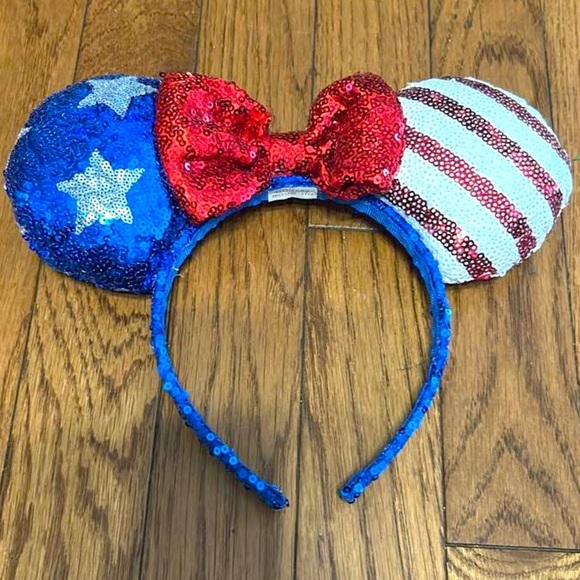 Disney Patriotic 4th of July American flag Minnie Mouse Ears - Picture 1 of 3